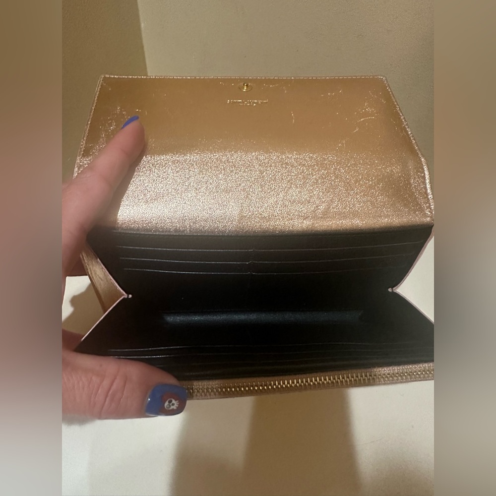 Saint Laurent Rose Gold Metallic Continental Wallet - Picture 8 of 14